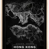 Kort - Hong Kong - Sort Plakat (21x29.7 cm (A4))