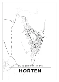 Kort - Horten - Hvid Plakat (21x29.7 cm (A4))
