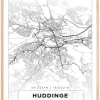 Kort - Huddinge - Hvid Plakat (21x29.7 cm (A4))