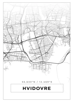 Kort - Hvidovre - Hvid Plakat (21x29.7 cm (A4))