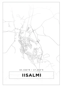 Kort - Iisalmi - Hvid Plakat (21x29.7 cm (A4))