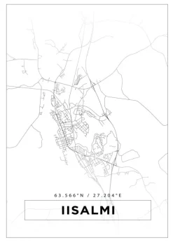 Kort - Iisalmi - Hvid Plakat (21x29.7 cm (A4))