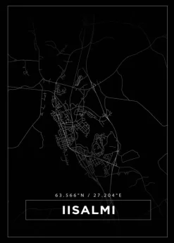 Kort - Iisalmi - Sort Plakat (21x29.7 cm (A4))