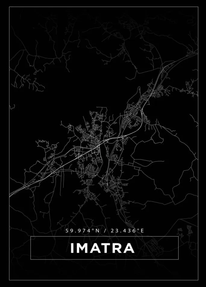Kort - Imatra - Sort Plakat (21x29.7 cm (A4))