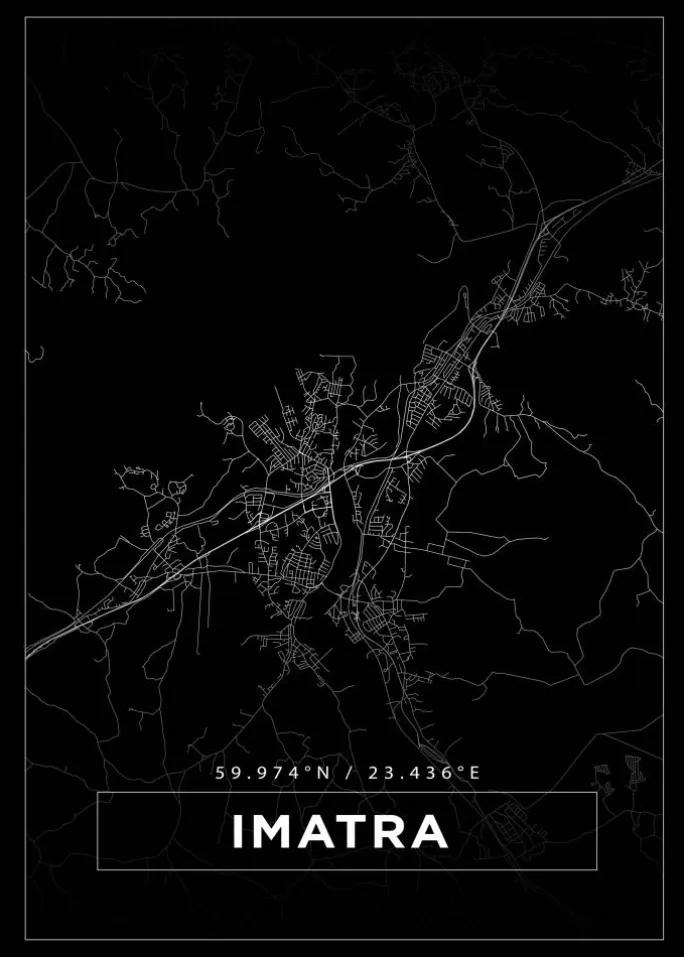 Kort - Imatra - Sort Plakat (21x29.7 cm (A4))