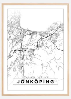 Kort - Jönköping - Hvid Plakat (21x29.7 cm (A4))