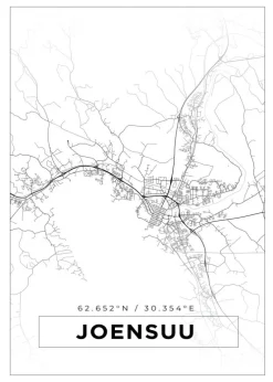 Kort - Joensuu - Hvid Plakat (21x29.7 cm (A4))