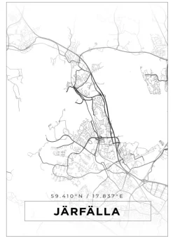 Kort - Järfälla - Hvid Plakat (21x29.7 cm (A4))