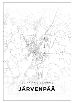 Kort - Järvenpää - Hvid Plakat (21x29.7 cm (A4))