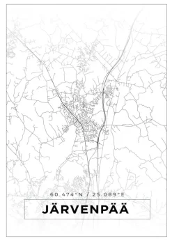 Kort - Järvenpää - Hvid Plakat (21x29.7 cm (A4))