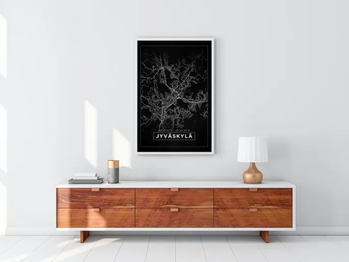 Kort - Jyväskylä - Sort Plakat (21x29.7 cm (A4))