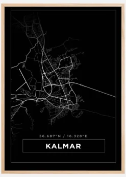 Kort - Kalmar - Sort Plakat (21x29.7 cm (A4))