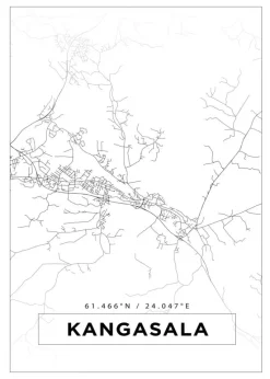 Kort - Kangasala - Hvid Plakat (21x29.7 cm (A4))