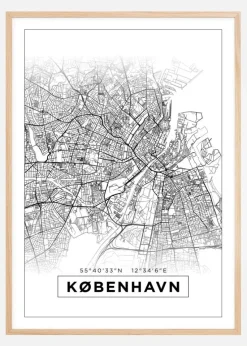 Kort - København - Hvid Plakat (21x29.7 cm (A4))