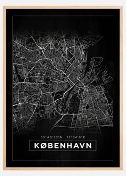 Kort - København - Sort Plakat (21x29.7 cm (A4))