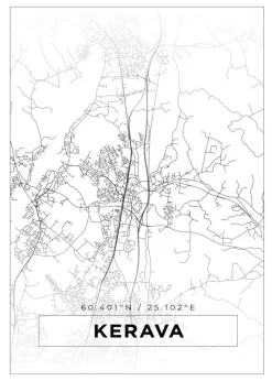 Kort - Kerava - Hvid Plakat (21x29.7 cm (A4))