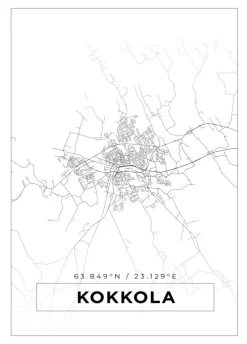 Kort - Kokkola - Hvid Plakat (21x29.7 cm (A4))