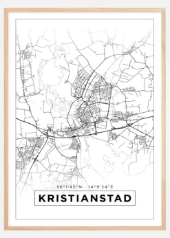 Kort - Kristianstad - Hvid Plakat (21x29.7 cm (A4))