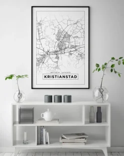 Kort - Kristianstad - Hvid Plakat (21x29.7 cm (A4))
