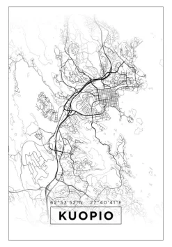 Kort - Kuopio - Hvid Plakat (21x29.7 cm (A4))