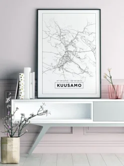Kort - Kuusamo - Hvid Plakat (21x29.7 cm (A4))