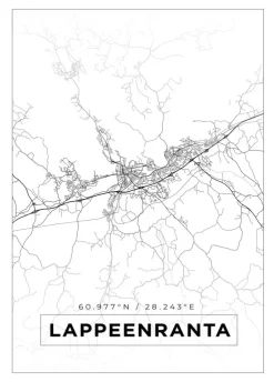 Kort - Lappeenranta - Hvid Plakat (21x29.7 cm (A4))