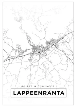 Kort - Lappeenranta - Hvid Plakat (21x29.7 cm (A4))