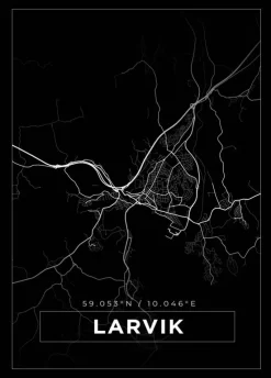 Kort - Lavrik - Sort Plakat (21x29.7 cm (A4))