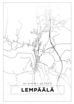 Kort - Lempäälä - Hvid Plakat (21x29.7 cm (A4))