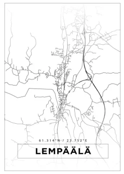 Kort - Lempäälä - Hvid Plakat (21x29.7 cm (A4))