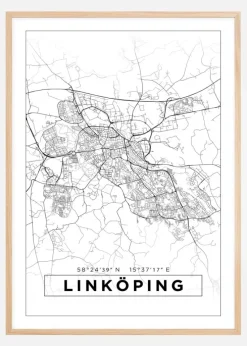 Kort - Linköping - Hvid Plakat (21x29.7 cm (A4))