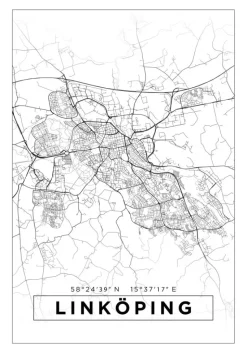 Kort - Linköping - Hvid Plakat (21x29.7 cm (A4))
