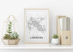 Kort - Linköping - Hvid Plakat (21x29.7 cm (A4))