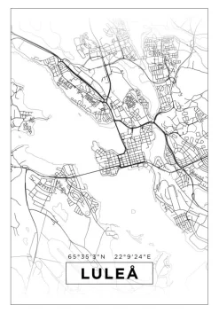Kort - Luleå - Hvid Plakat (21x29.7 cm (A4))