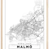 Kort - Malmø - Hvid Plakat (21x29.7 cm (A4))
