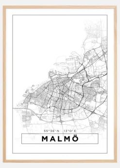 Kort - Malmø - Hvid Plakat (21x29.7 cm (A4))