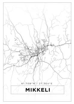Kort - Mikkeli - Hvid Plakat (21x29.7 cm (A4))