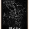 Kort - Mölndal - Sort Plakat (21x29.7 cm (A4))