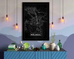 Kort - Mölndal - Sort Plakat (21x29.7 cm (A4))