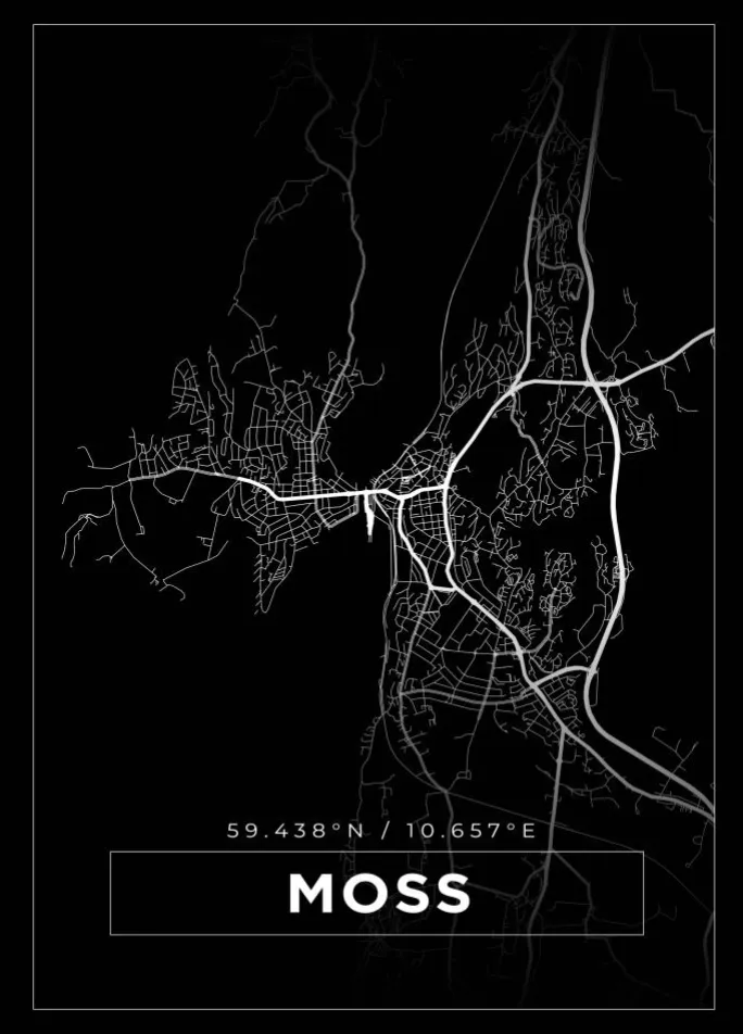 Kort - Moss - Sort Plakat (21x29.7 cm (A4))