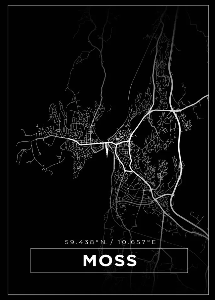 Kort - Moss - Sort Plakat (21x29.7 cm (A4))