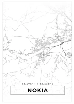 Kort - Nokia - Hvid Plakat (21x29.7 cm (A4))