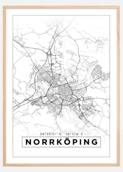 Kort - Norrköping - Hvid Plakat (21x29.7 cm (A4))