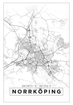 Kort - Norrköping - Hvid Plakat (21x29.7 cm (A4))