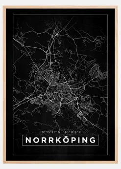 Kort - Norrköping - Sort Plakat (21x29.7 cm (A4))