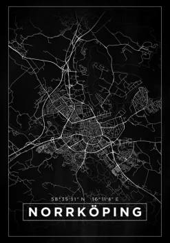 Kort - Norrköping - Sort Plakat (21x29.7 cm (A4))