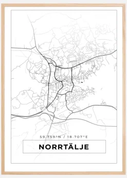 Kort - Norrtälje - Hvid Plakat (21x29.7 cm (A4))