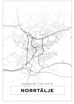 Kort - Norrtälje - Hvid Plakat (21x29.7 cm (A4))