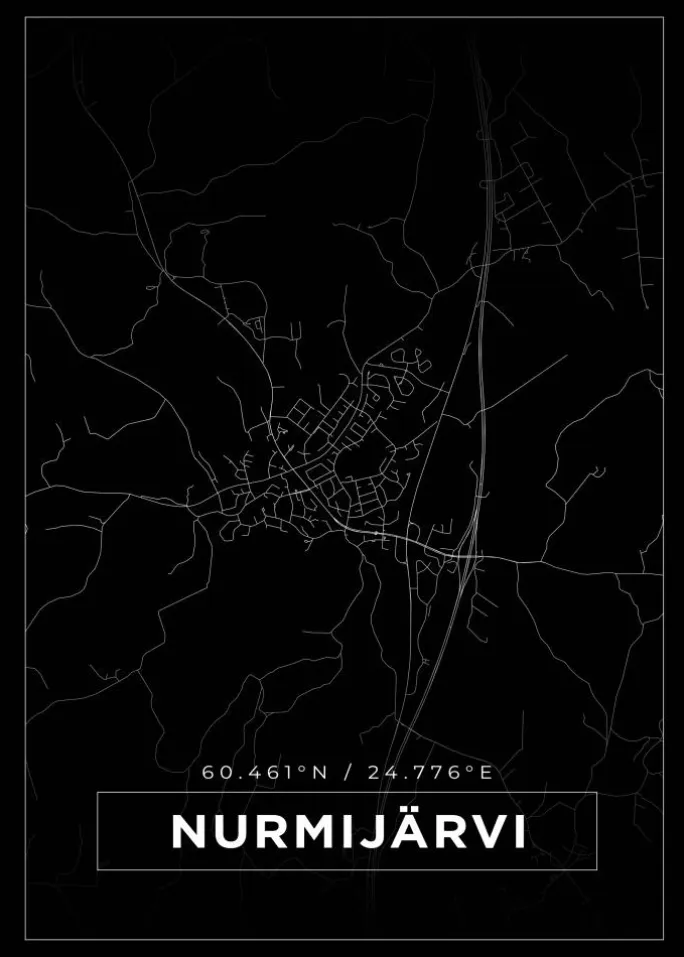 Kort - Nurmijärvi - Sort Plakat (21x29.7 cm (A4))
