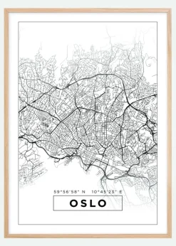 Kort - Oslo - Hvid Plakat (21x29.7 cm (A4))